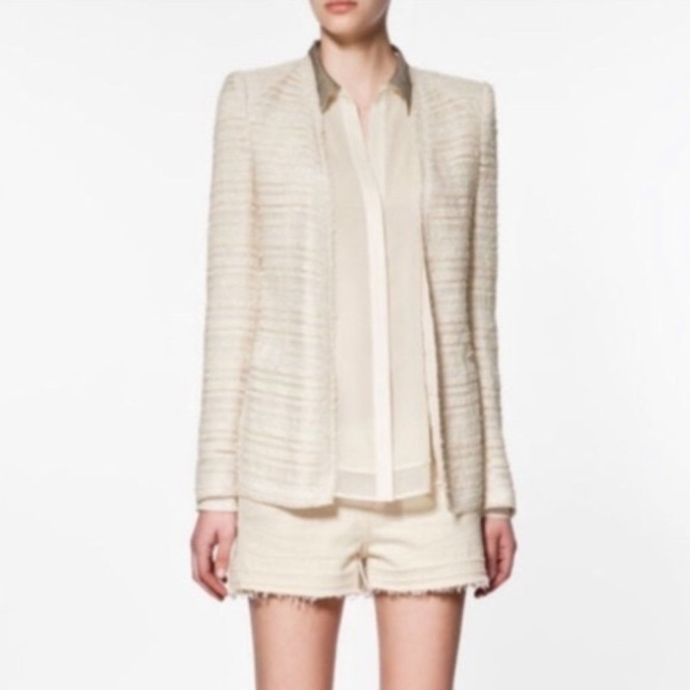 Zara - Tweed Open Front Blazer - Size S